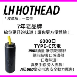LH HOTHEAD皮革瓶電子煙可充電一次性拋棄式6000口